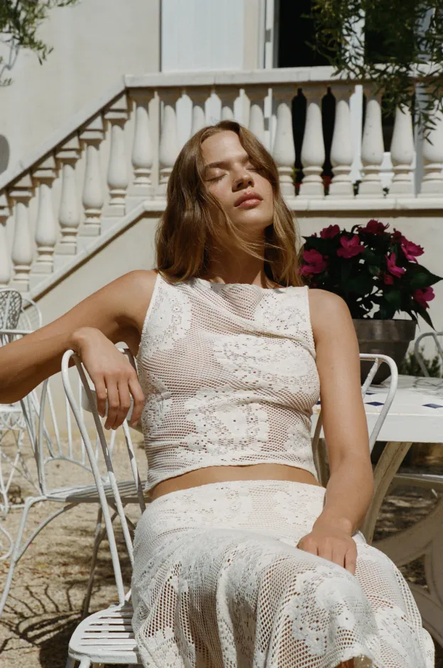 Lace Veil Cropped Tank