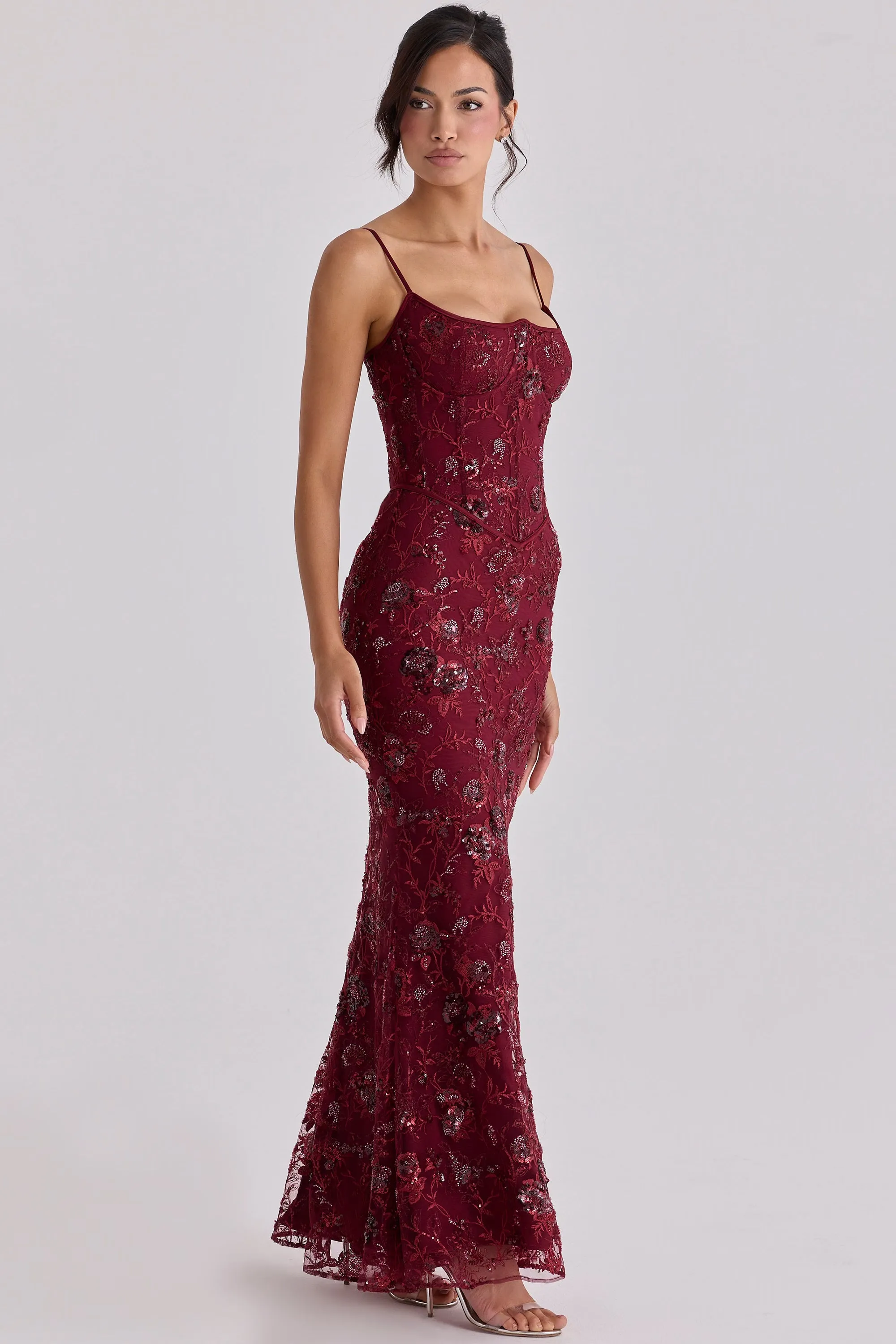 Bordeaux Siren Mermaid Gown