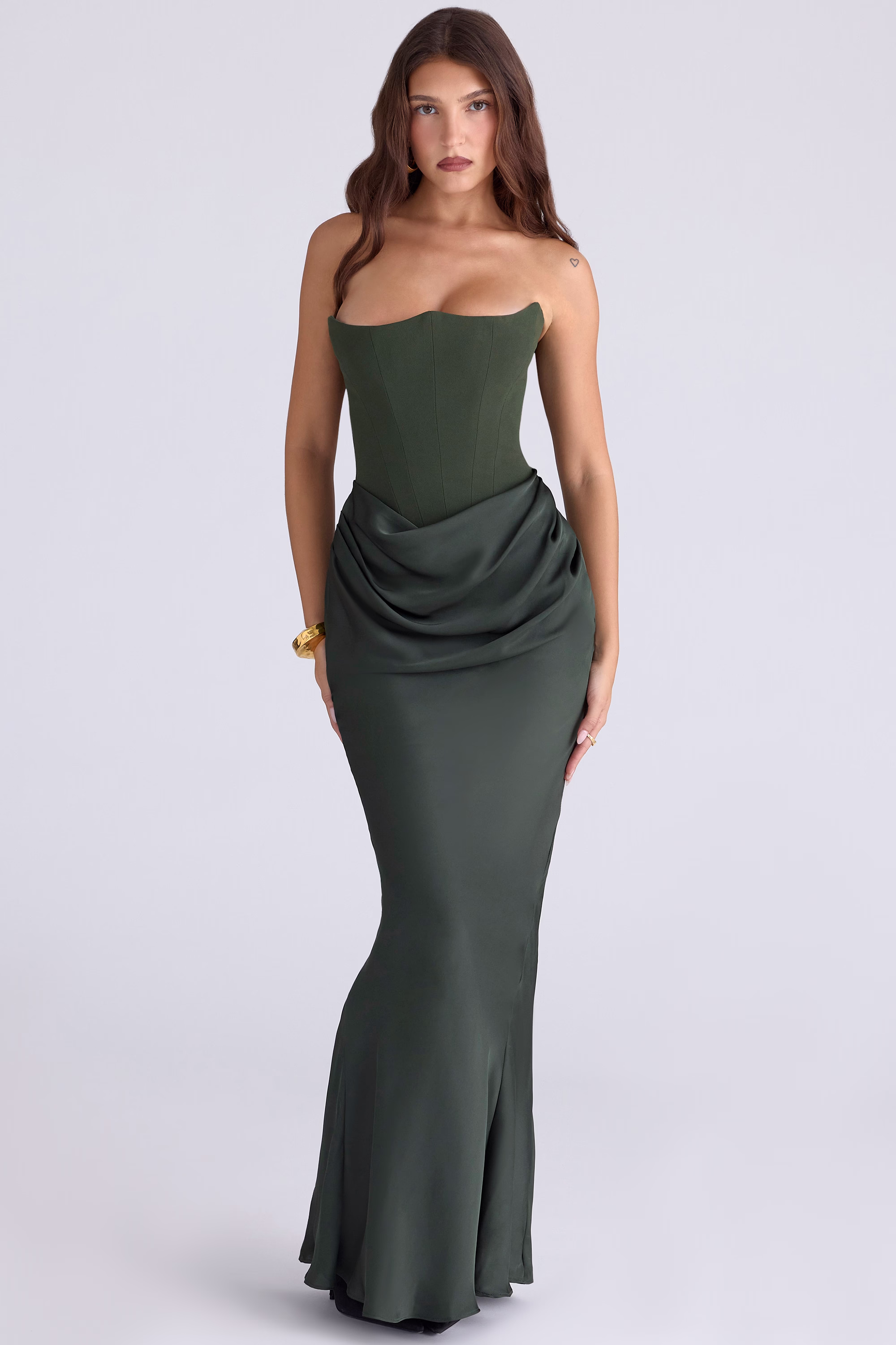 Emerald Silk Rhapsody Maxi Dress