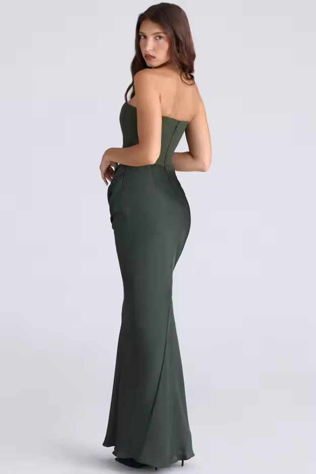 Emerald Silk Rhapsody Maxi Dress