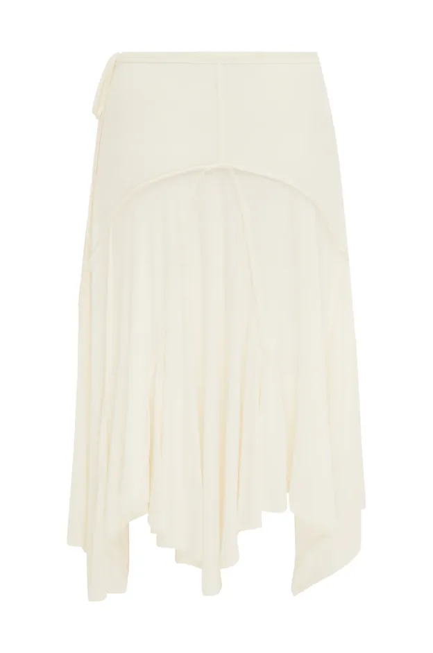 Ivory Halo Asymmetrical Midi Skirt