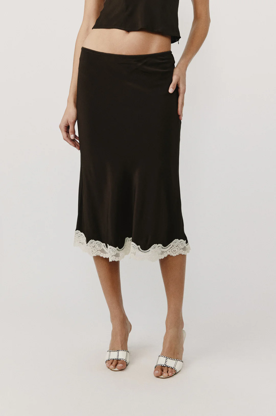 Cocoa Lace Whisper Midi Skirt