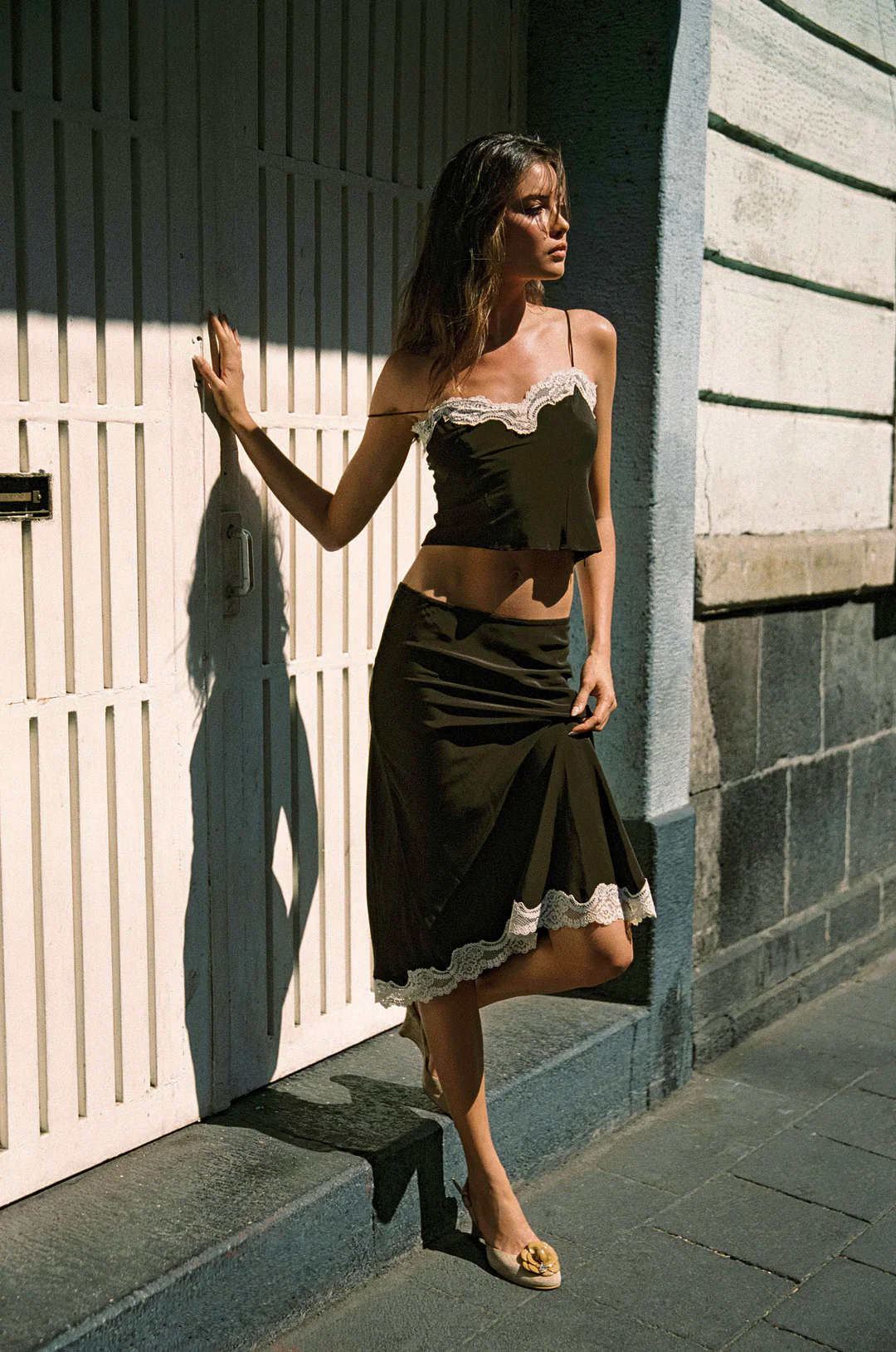 Cocoa Lace Whisper Crop Top