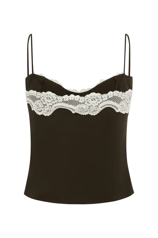 Cocoa Lace Whisper Crop Top