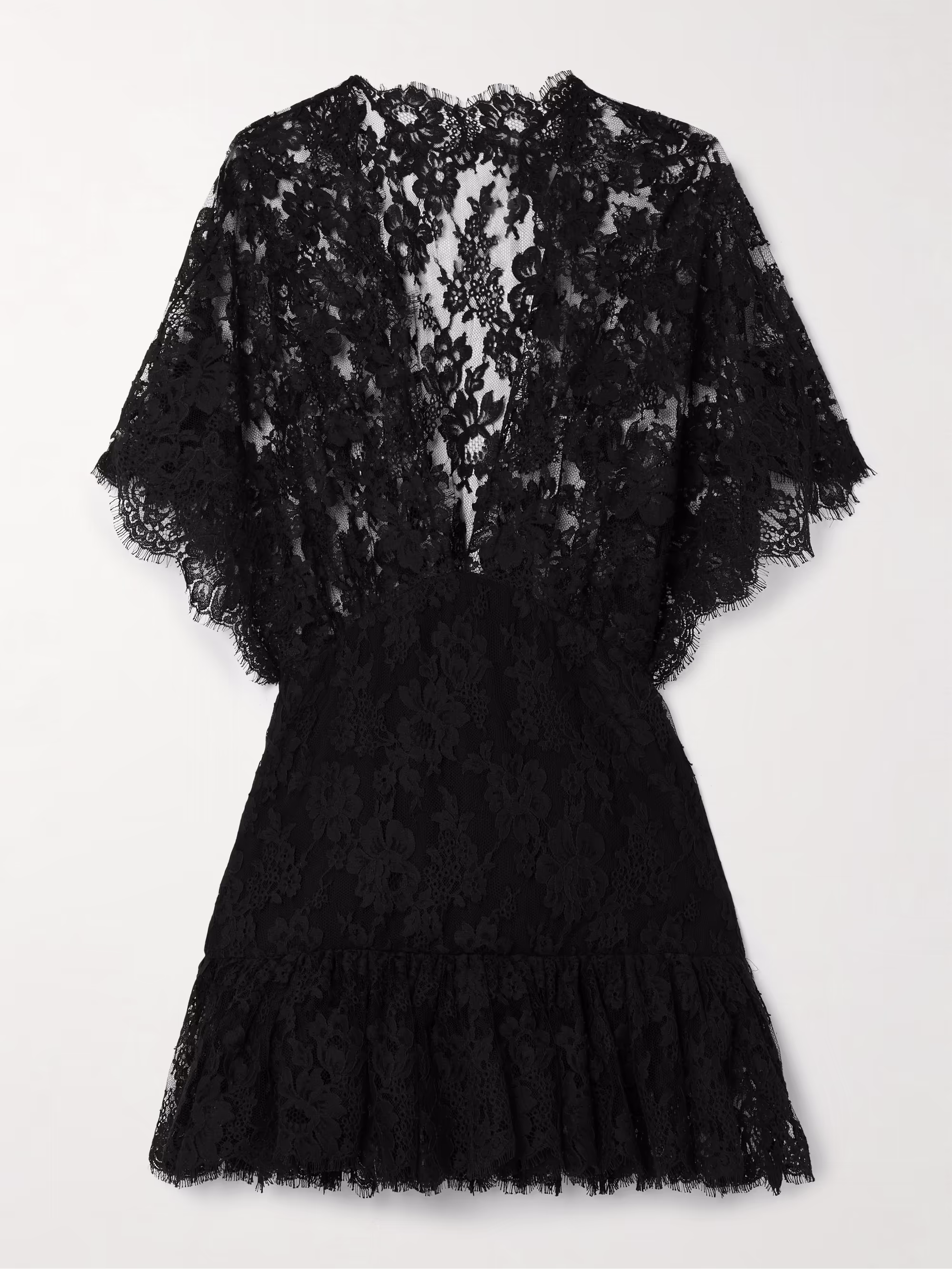 Noir Ruffle Lace Mini Dress