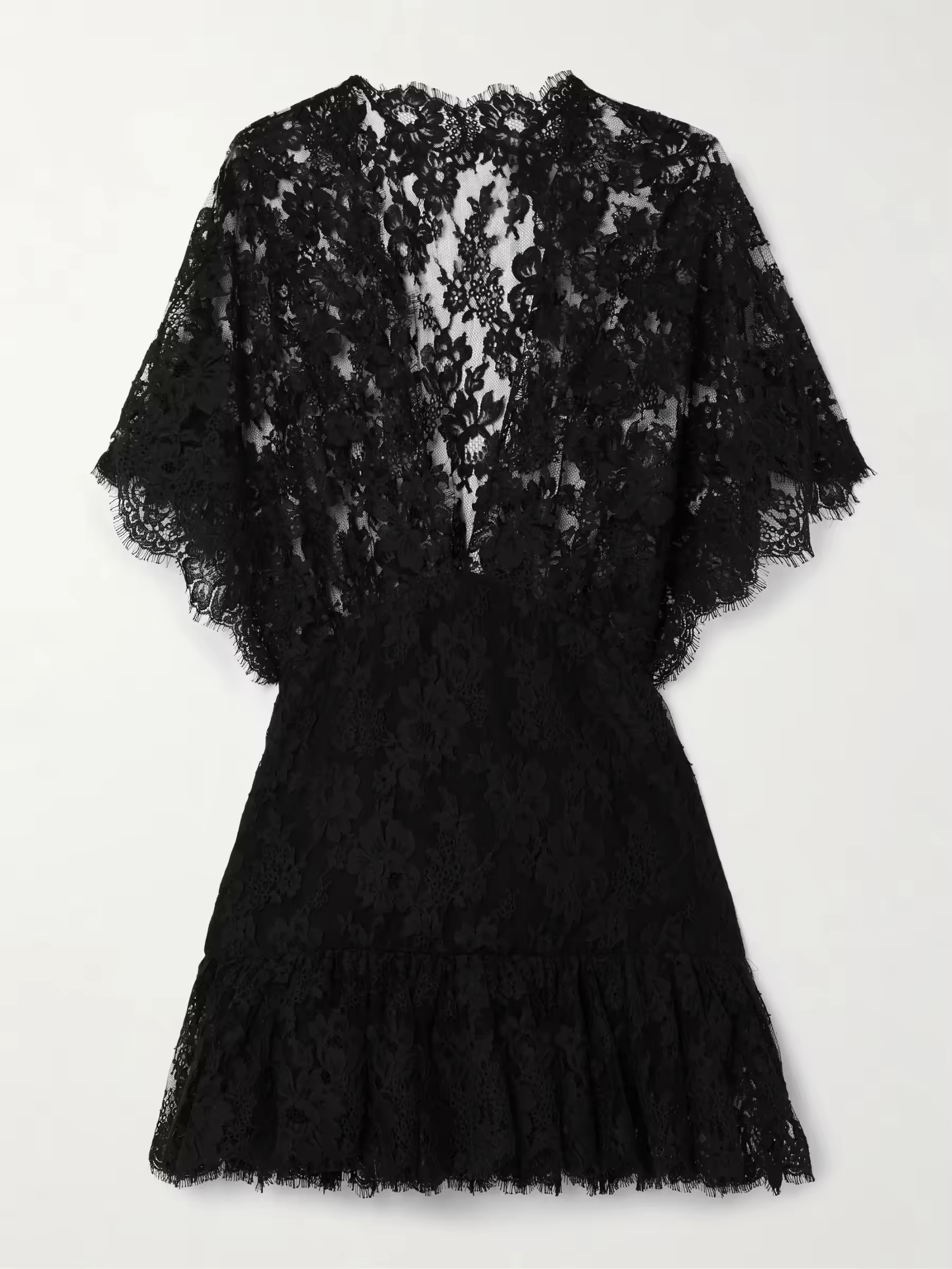 Noir Ruffle Lace Mini Dress
