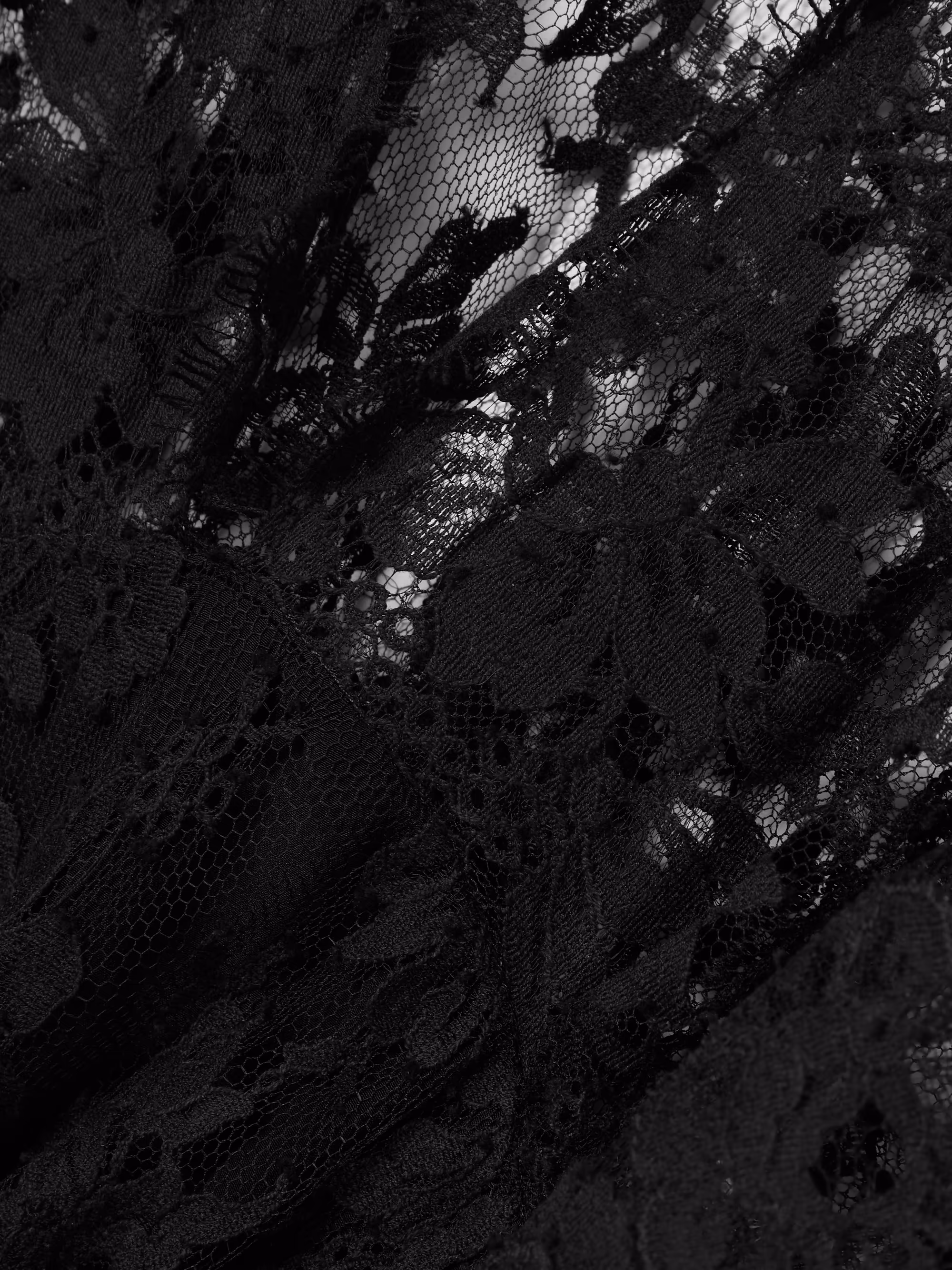 Noir Ruffle Lace Mini Dress