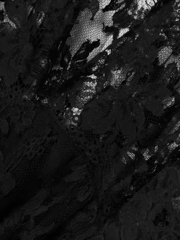 Noir Ruffle Lace Mini Dress