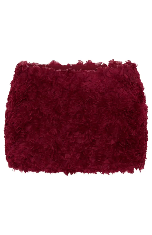 Wine Petal Whisper Mini Skirt