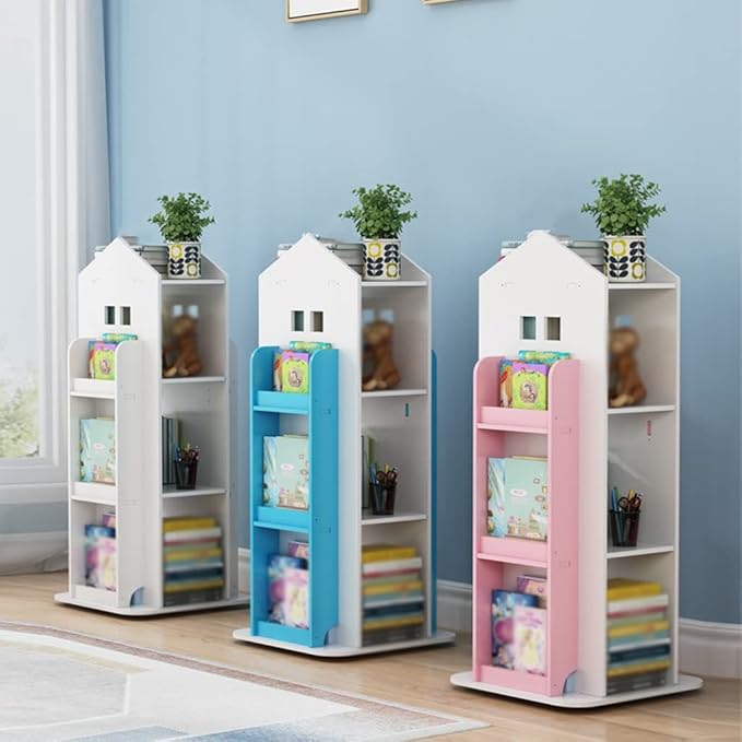 360° Swivel 3-Shelf Bookcase - Multi-Level Storage, Stylish Modern Design for Home Study Corner