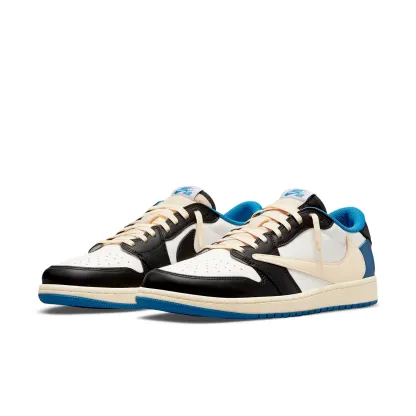 Air Jordan 1 Retro Low x Fragment Design x Travis Scott x 'Sail Black Military Blue'