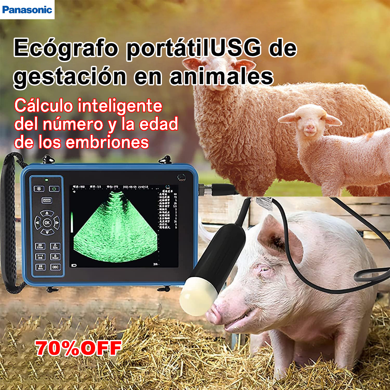 Ecografía veterinaria portátil para diversos animales,Escaneado fiable del embarazo, cálculo automático de la edad gestacional y la fecha prevista del parto, fácil de manejar