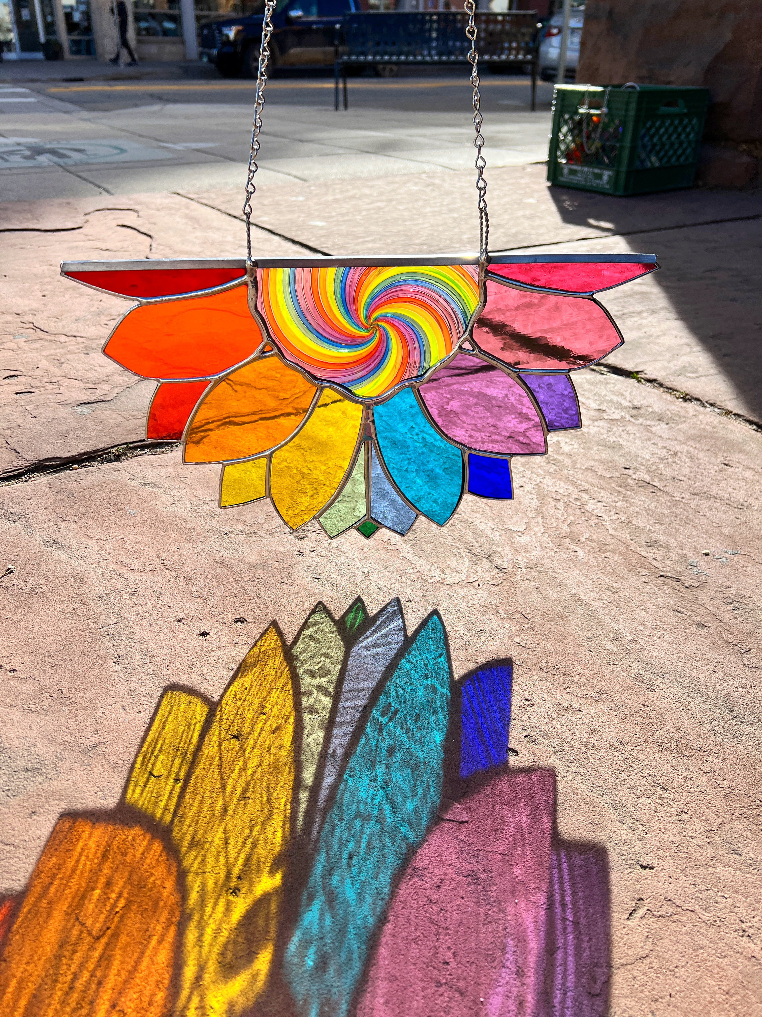 Large Rainbow Iridescent Antique Sunflower