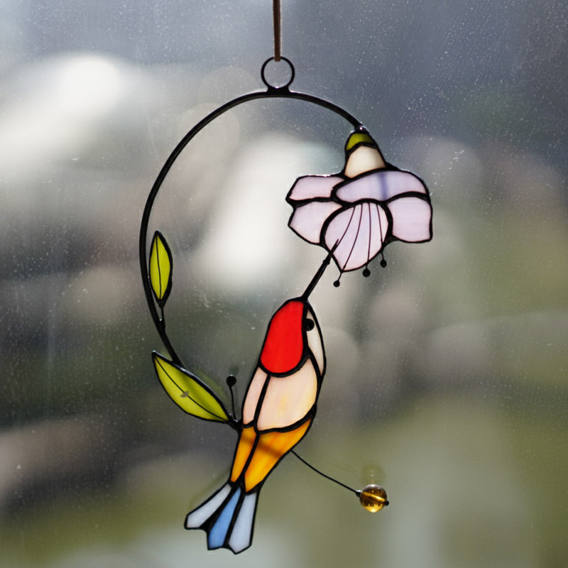 Bird stained glass bird suncatcher―Roby