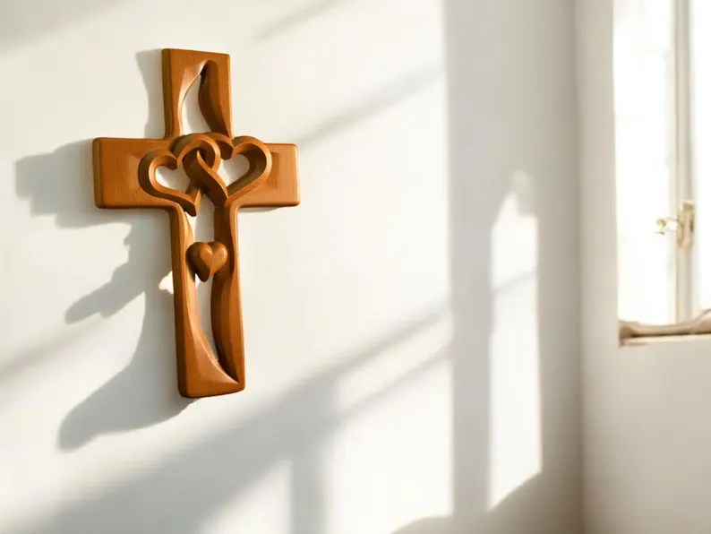 Bgcopper Intertwined Hearts Wooden Cross - Best Saint Valentine's day Gift