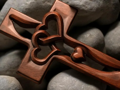 Bgcopper Intertwined Hearts Wooden Cross - Best Saint Valentine's day Gift