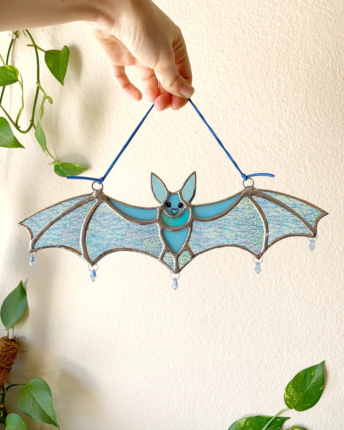 Stained Glass colorful Halloween bats