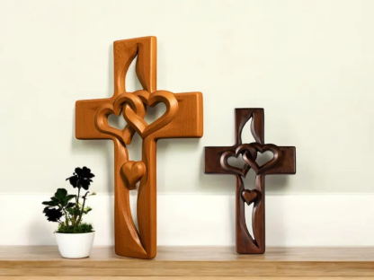 Bgcopper Intertwined Hearts Wooden Cross - Best Saint Valentine's day Gift