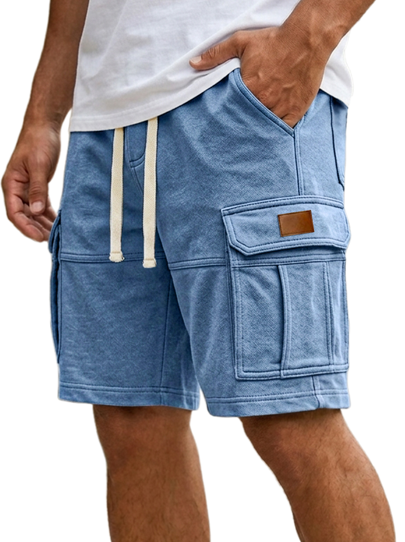 Herren Alltags-gesticktes Logo Mehrfachtaschen Freizeit Cargo Shorts