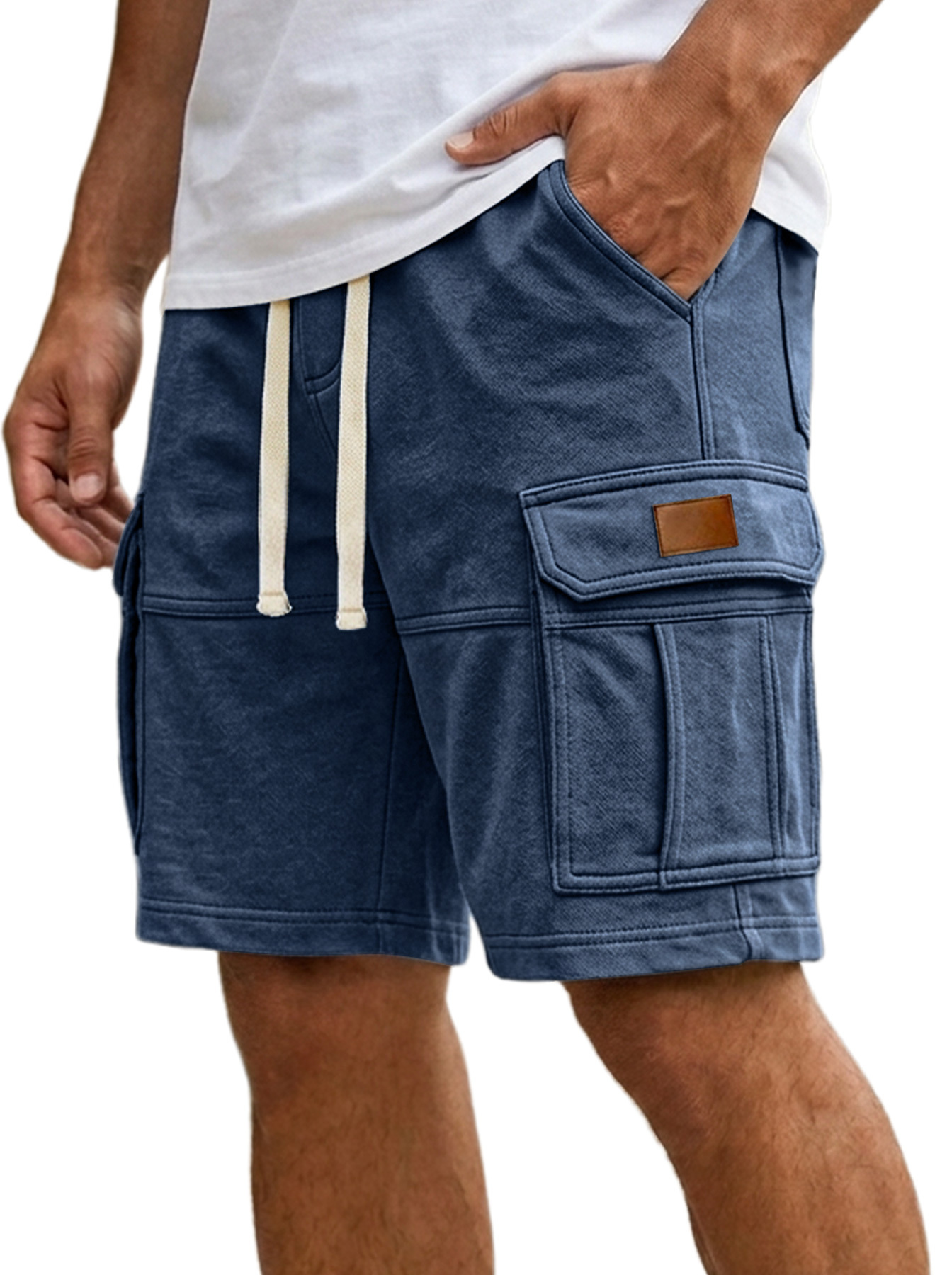 Herren Alltags-gesticktes Logo Mehrfachtaschen Freizeit Cargo Shorts