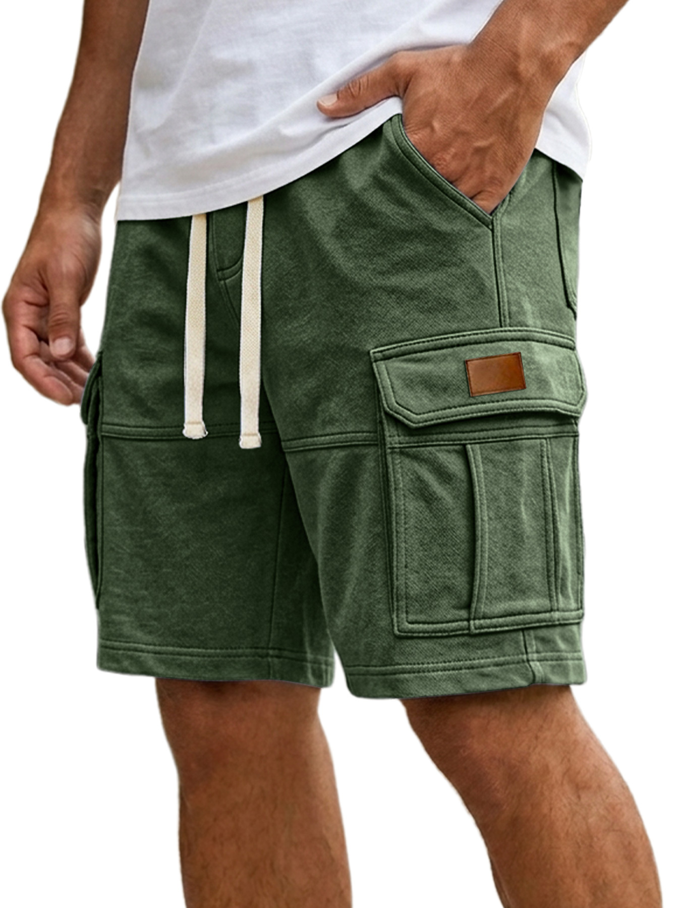 Herren Alltags-gesticktes Logo Mehrfachtaschen Freizeit Cargo Shorts