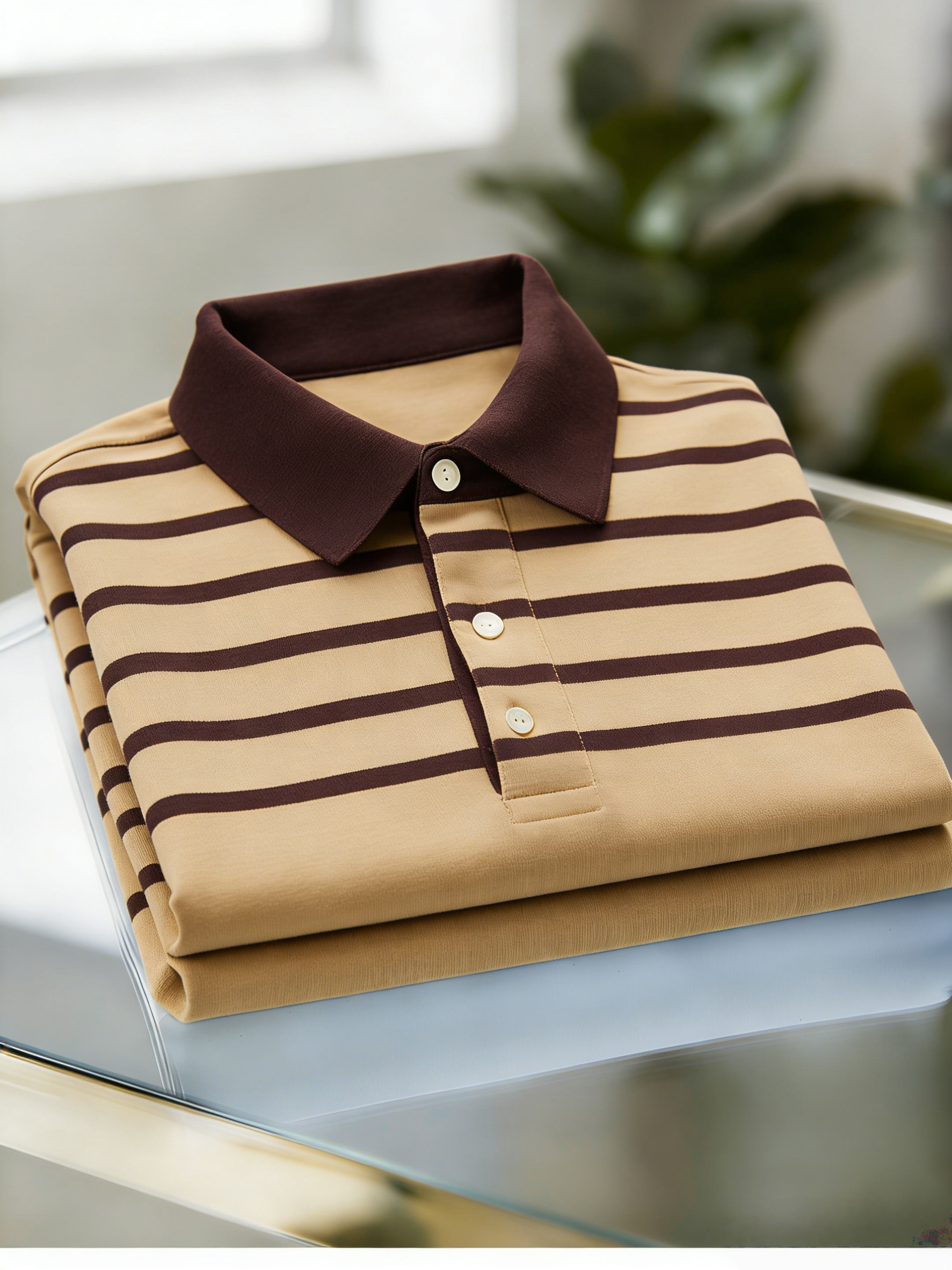 Men's Business Casual Button Short Sleeve Polo Shirt