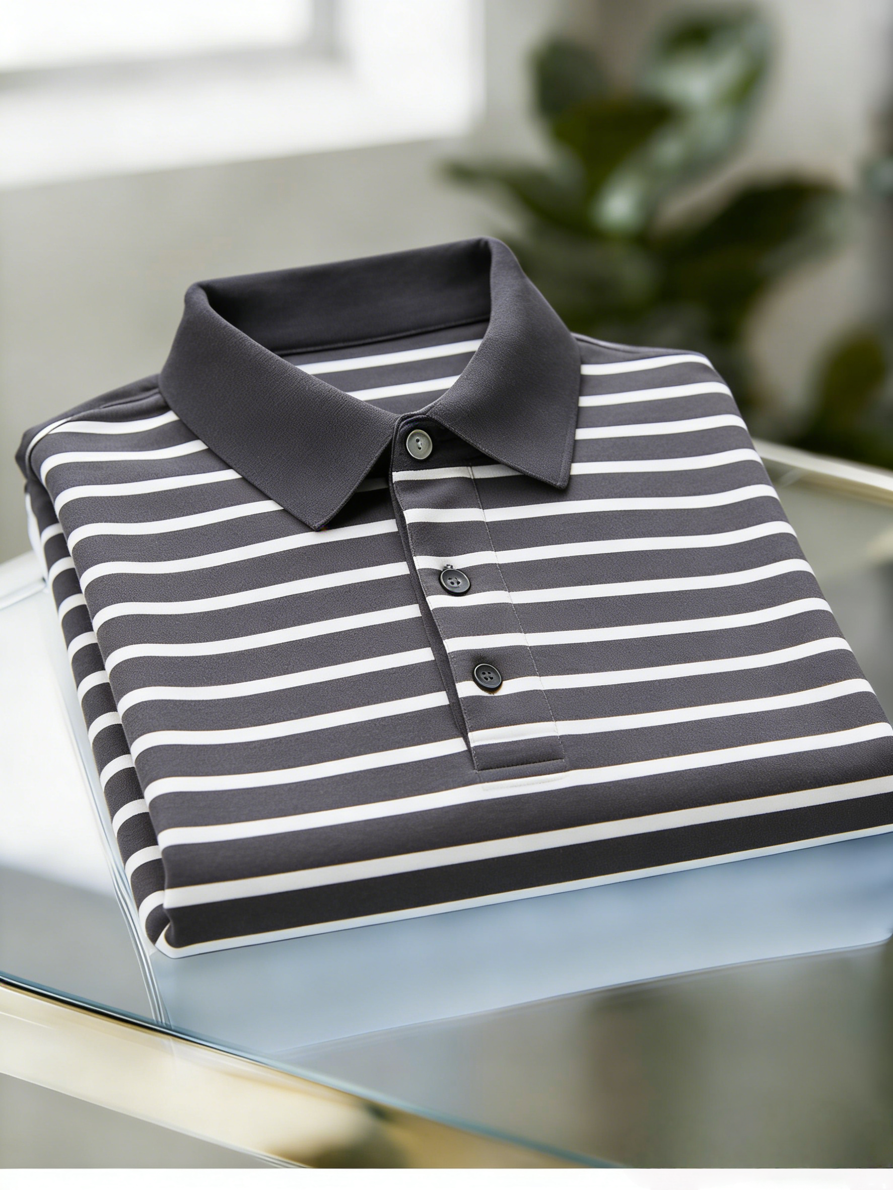 Men's Business Casual Button Short Sleeve Polo Shirt