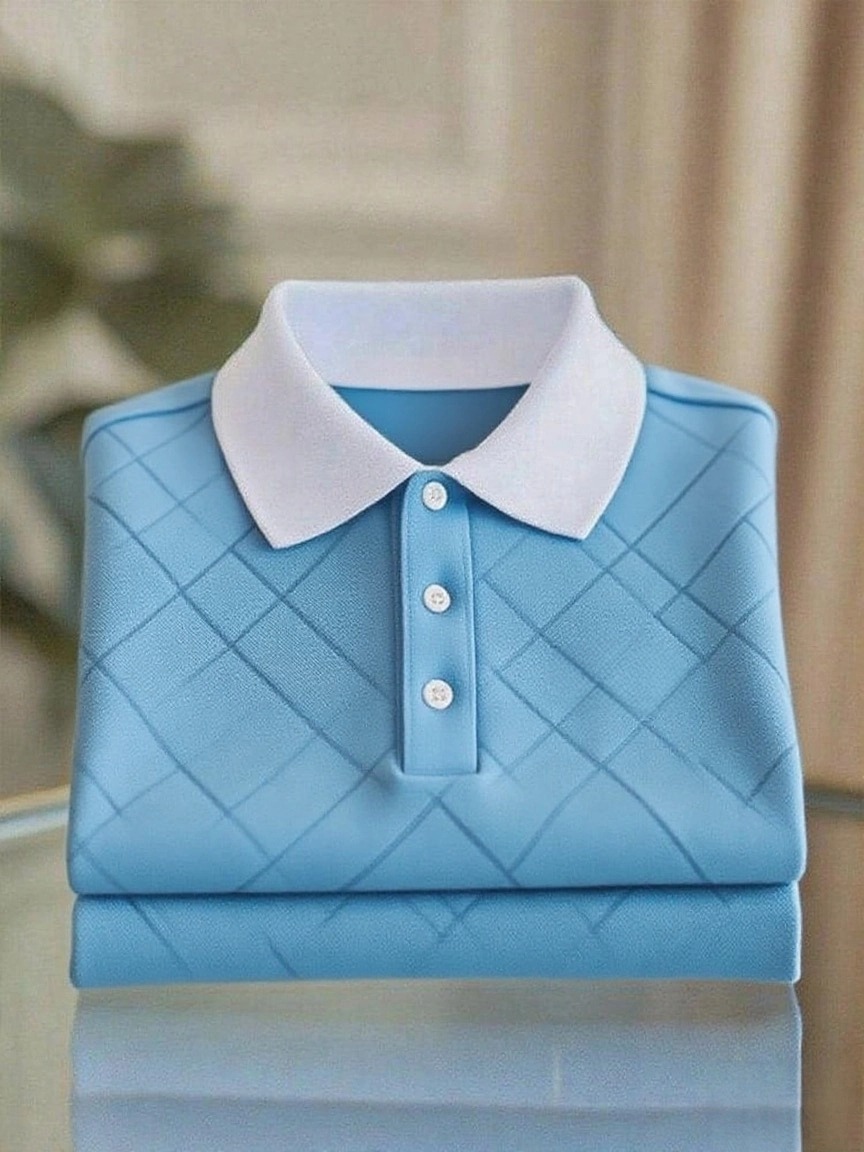 Men's Business Casual Logo Button Short Sleeve Polo Shirt