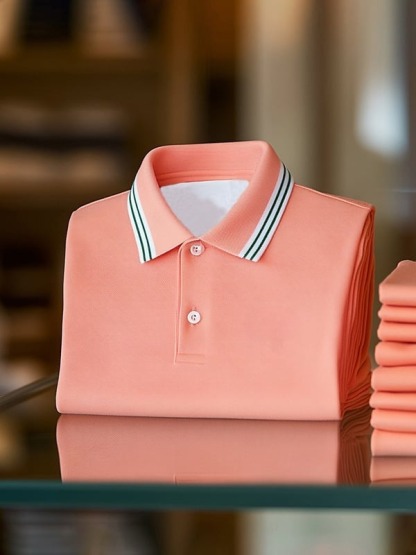 Men's Business Stripe Logo Print Short Sleeve Polo Shirt