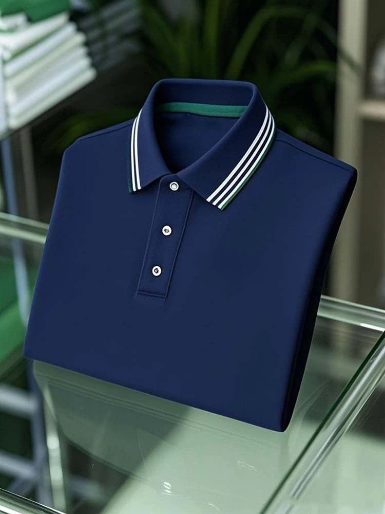 Men's Business Casual Button Short Sleeve Polo Shirt