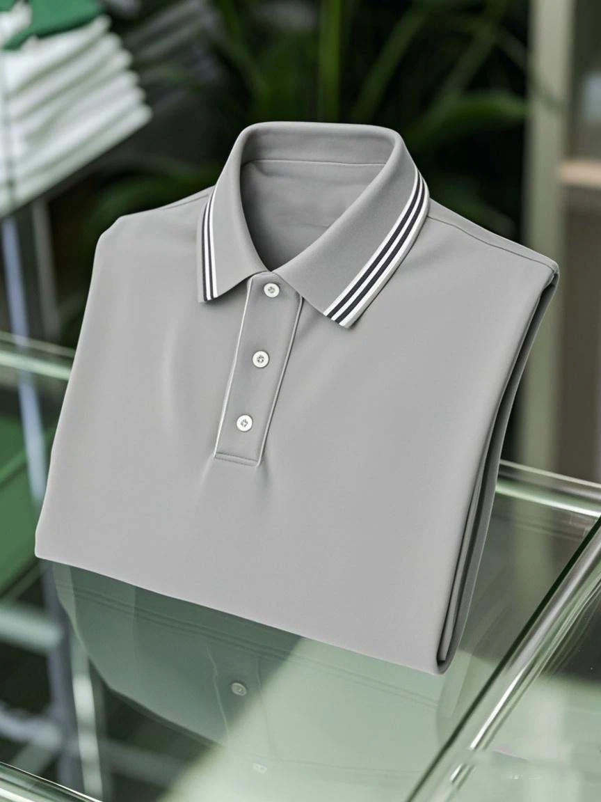 Men's Business Casual Button Short Sleeve Polo Shirt