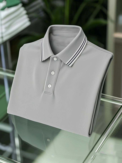 Men's Business Casual Button Short Sleeve Polo Shirt