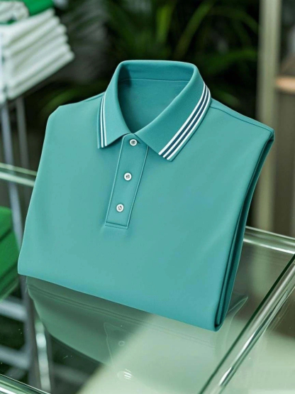 Men's Business Casual Button Short Sleeve Polo Shirt