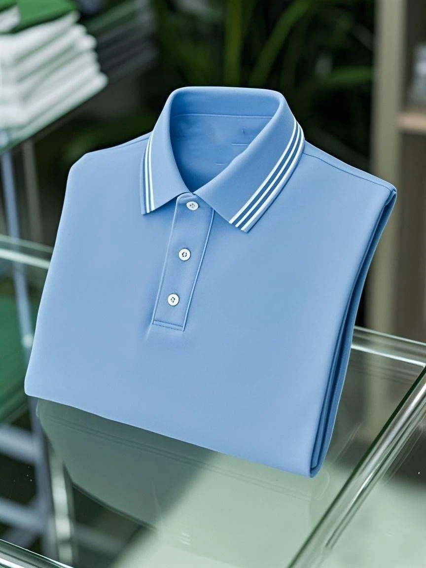 Men's Business Casual Button Short Sleeve Polo Shirt