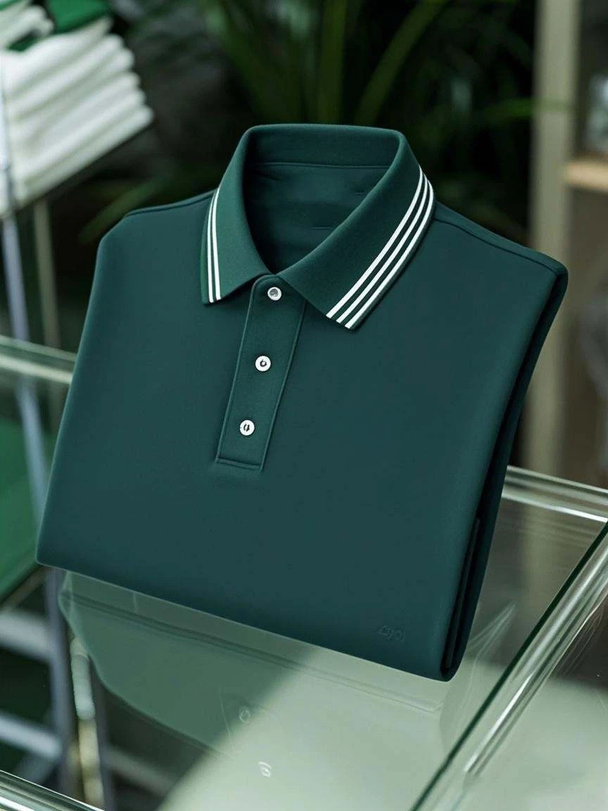 Men's Business Casual Button Short Sleeve Polo Shirt