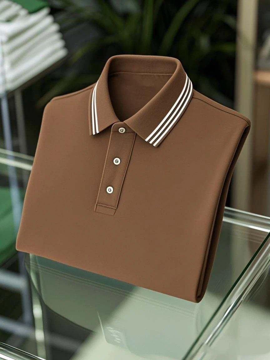 Men's Business Casual Button Short Sleeve Polo Shirt