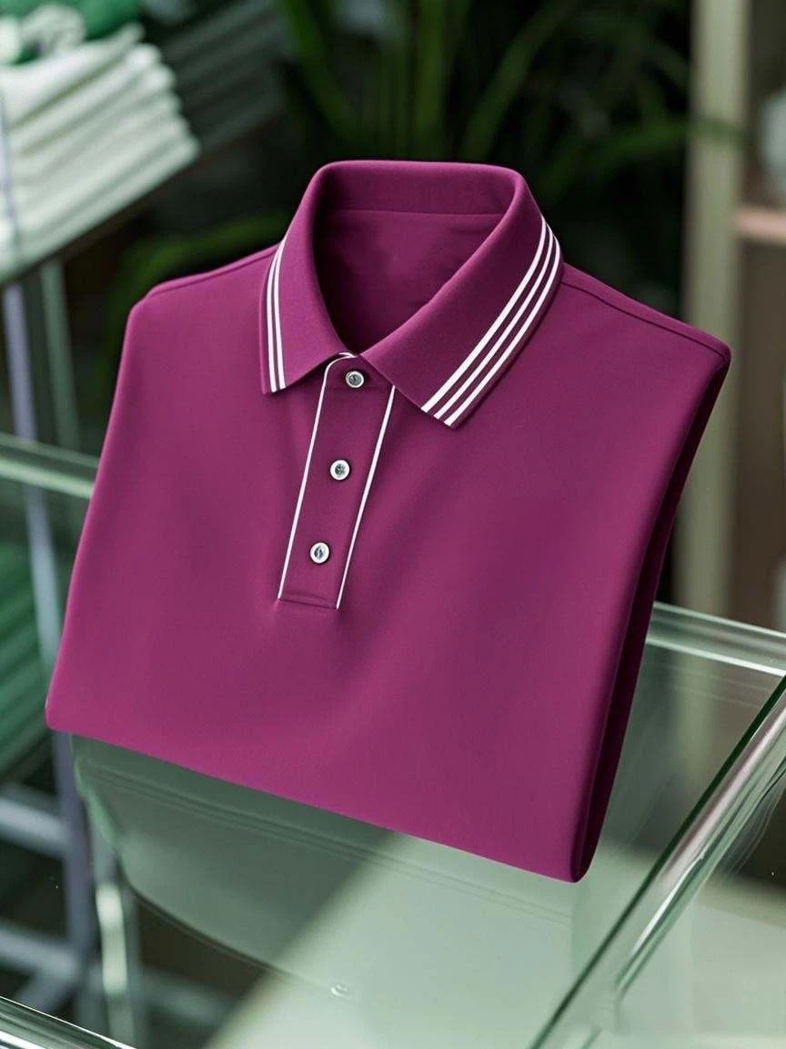 Men's Business Casual Button Short Sleeve Polo Shirt