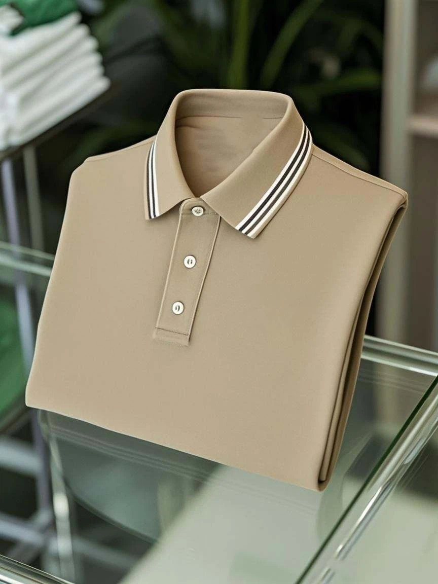 Men's Business Casual Button Short Sleeve Polo Shirt