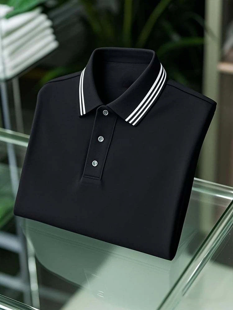 Men's Business Casual Button Short Sleeve Polo Shirt