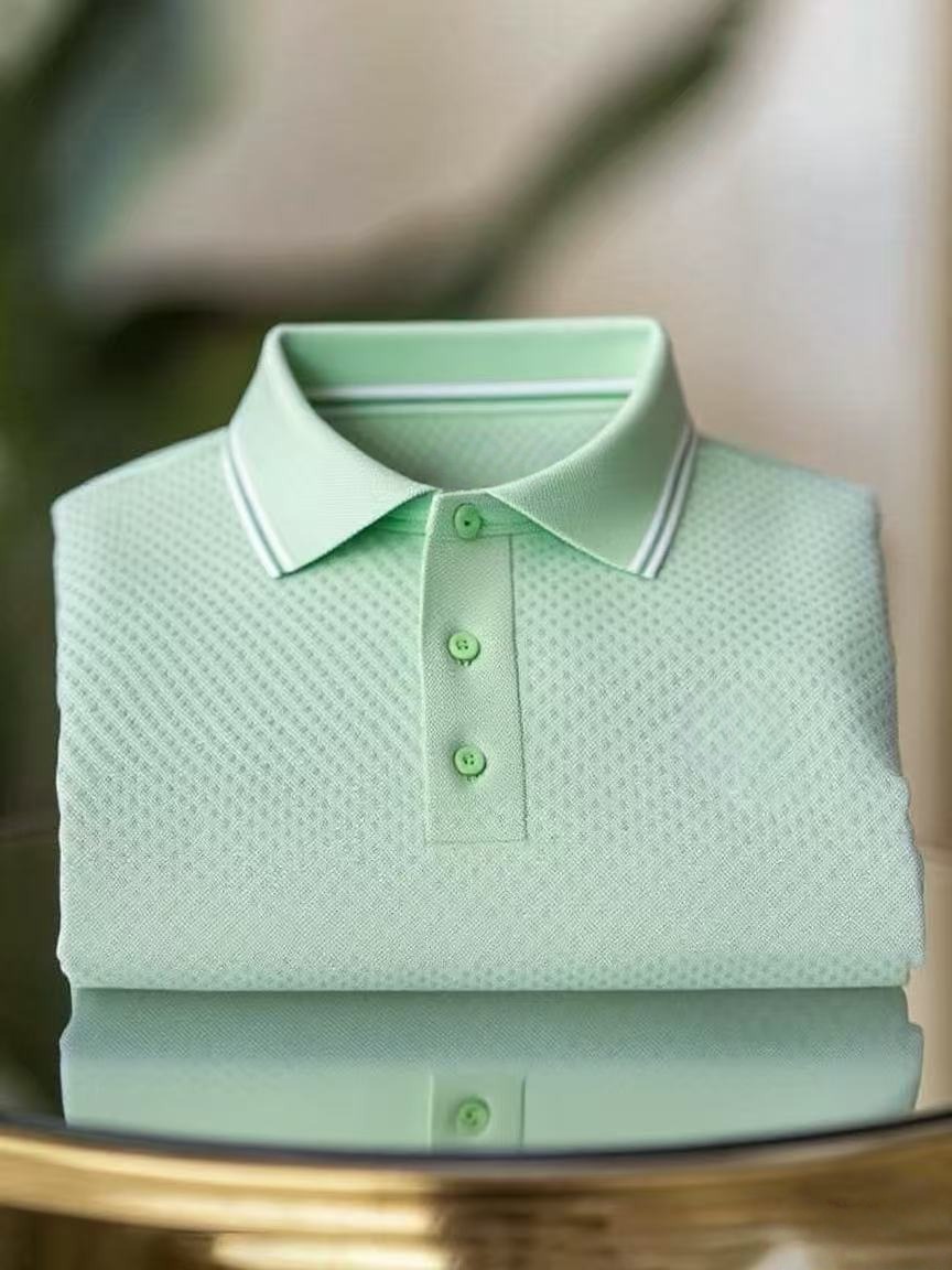 Men's Classic Business Logo Button Short Sleeve Polo Shirt