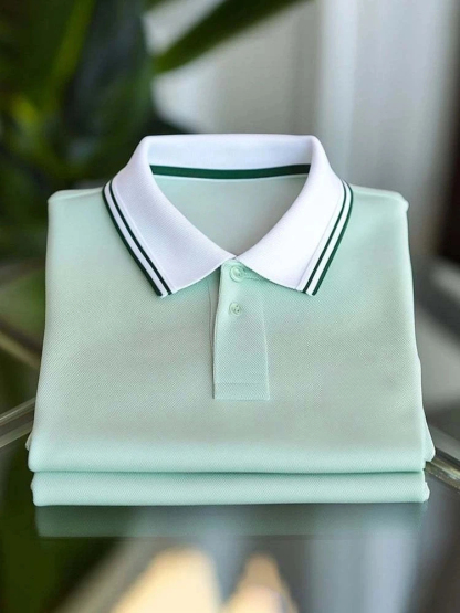 Men's Business Casual Logo Button Short Sleeve Polo Shirt