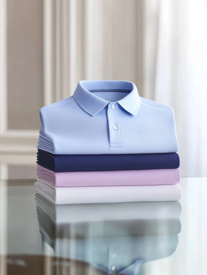 Men's Business Casual Button Short Sleeve Polo Shirt