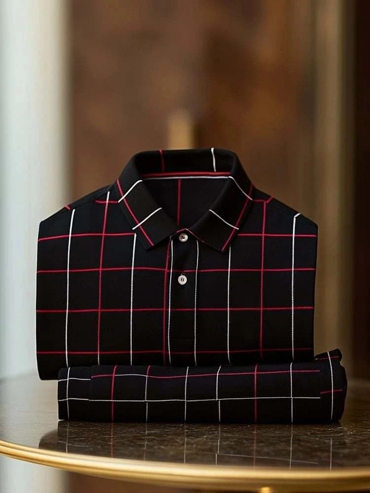 Men's Classic Business Logo Button Short Sleeve Polo Shirt