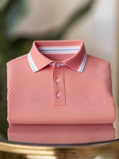 Men's Classic Business Logo Button Short Sleeve Polo Shirt