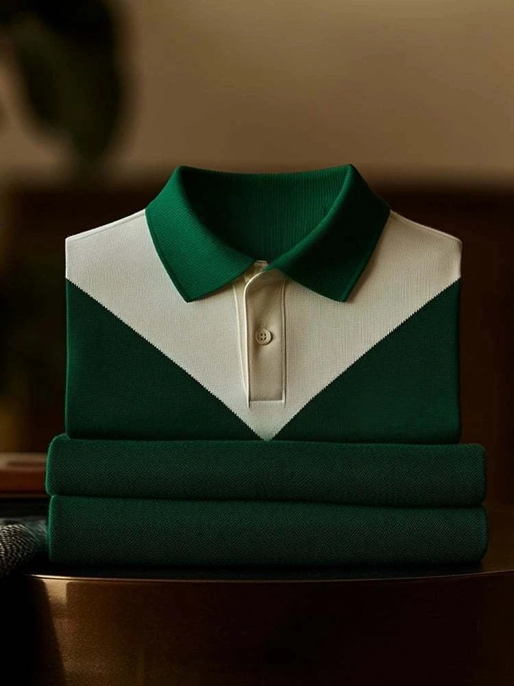 Men's Classic Business Logo Button Short Sleeve Polo Shirt