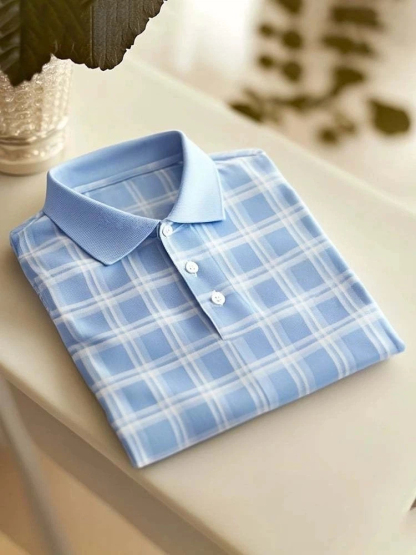 Men's Classic Business Logo Button Short Sleeve Polo Shirt