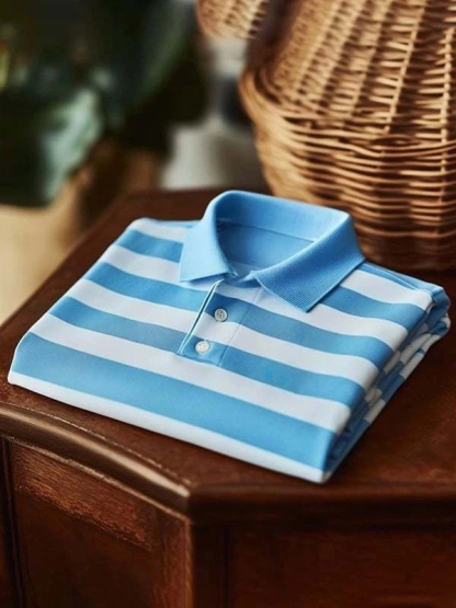 Men's Classic Business Logo Button Short Sleeve Polo Shirt