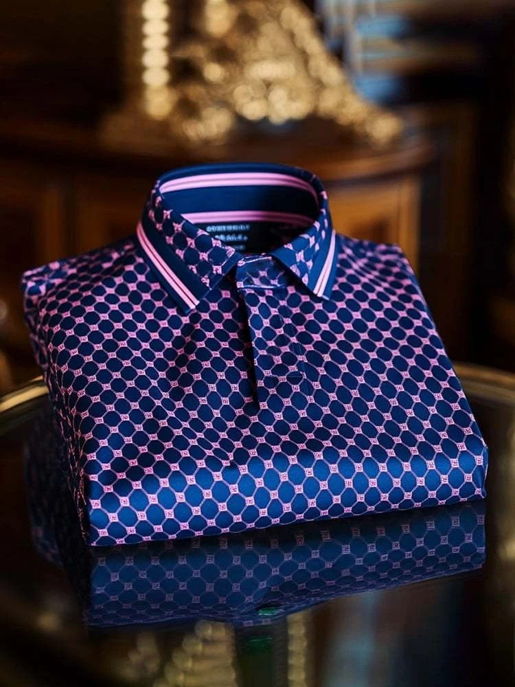 Men's Classic Business Logo Button Short Sleeve Polo Shirt