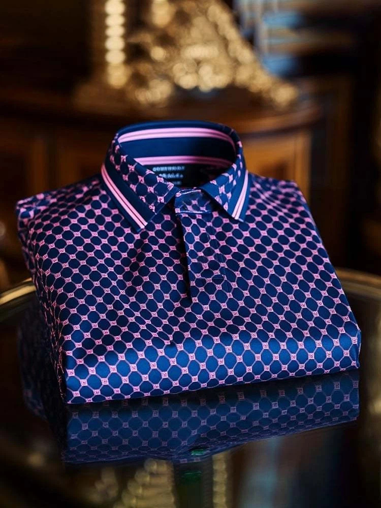 Men's Classic Business Logo Button Short Sleeve Polo Shirt