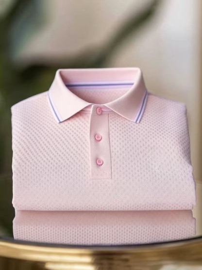 Men's Classic Business Logo Button Short Sleeve Polo Shirt